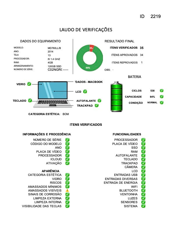 MacBook Air 2014 Usado 13" | i5, 4GB RAM, 128GB | TrocaTech